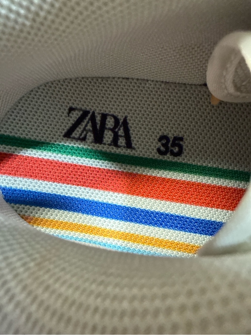 Zara White Sneakers with Blue, Yellow, Red & Green Trim - Picture 3 of 6